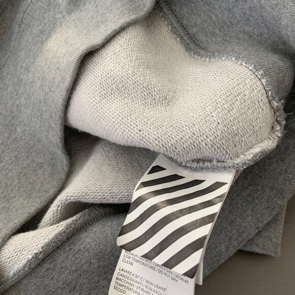 Designer Off White Grey Crew Neck Sweater Long Sleeve, with X on Back - Picture 6 of 6